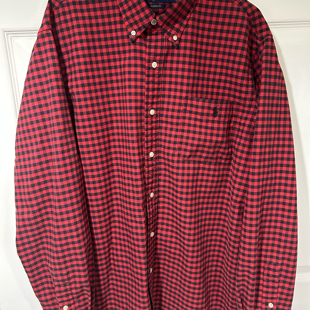 Ralph Lauren Red and Black Plaid Men's Shirt